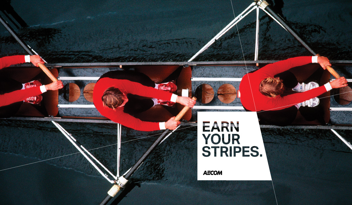 Earn your Stripes. Photo of rowing team